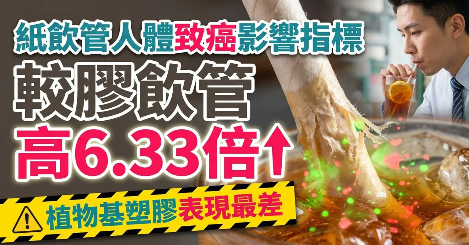 【走塑陷阱】紙飲管致癌影響指標高膠飲管 6.33 倍！植物基塑膠表現最差，網民：寧願就咁飲！